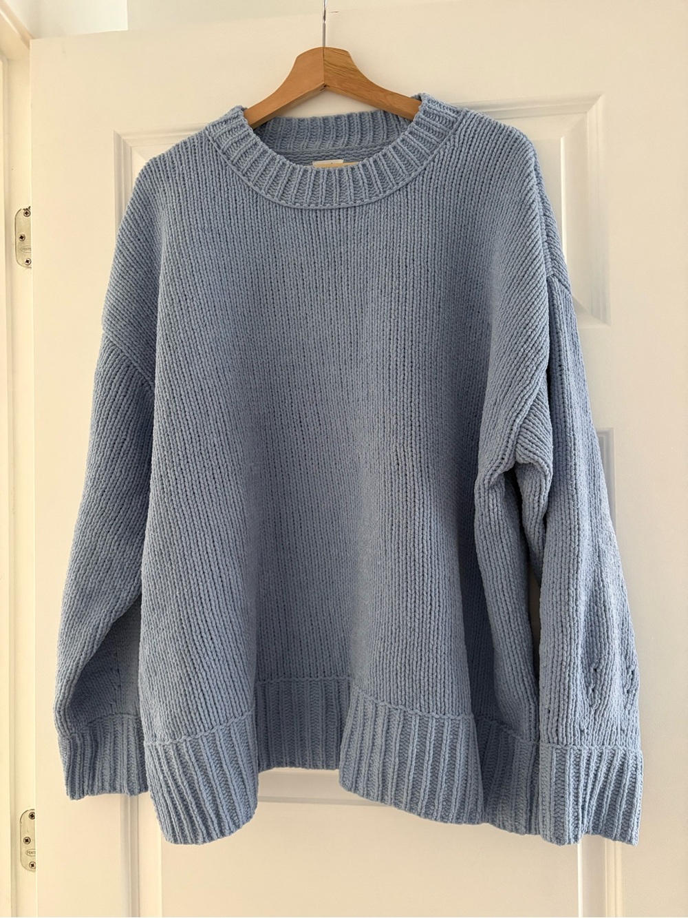 aerie Chunky Knit Oversized Crewneck Sweater in Light Blue